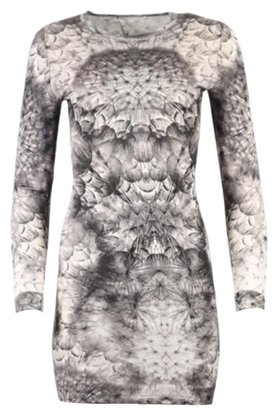 ALEXANDER MCQUEEN WOOL PRINTED MINI DRESS XSMALL