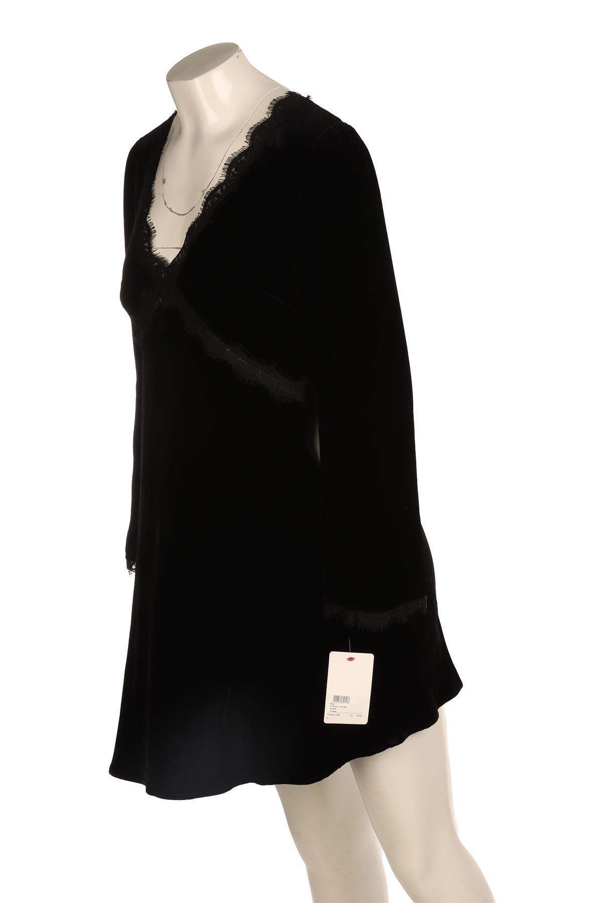 RIXO BLACK VELVET MINI DRESS UK 14