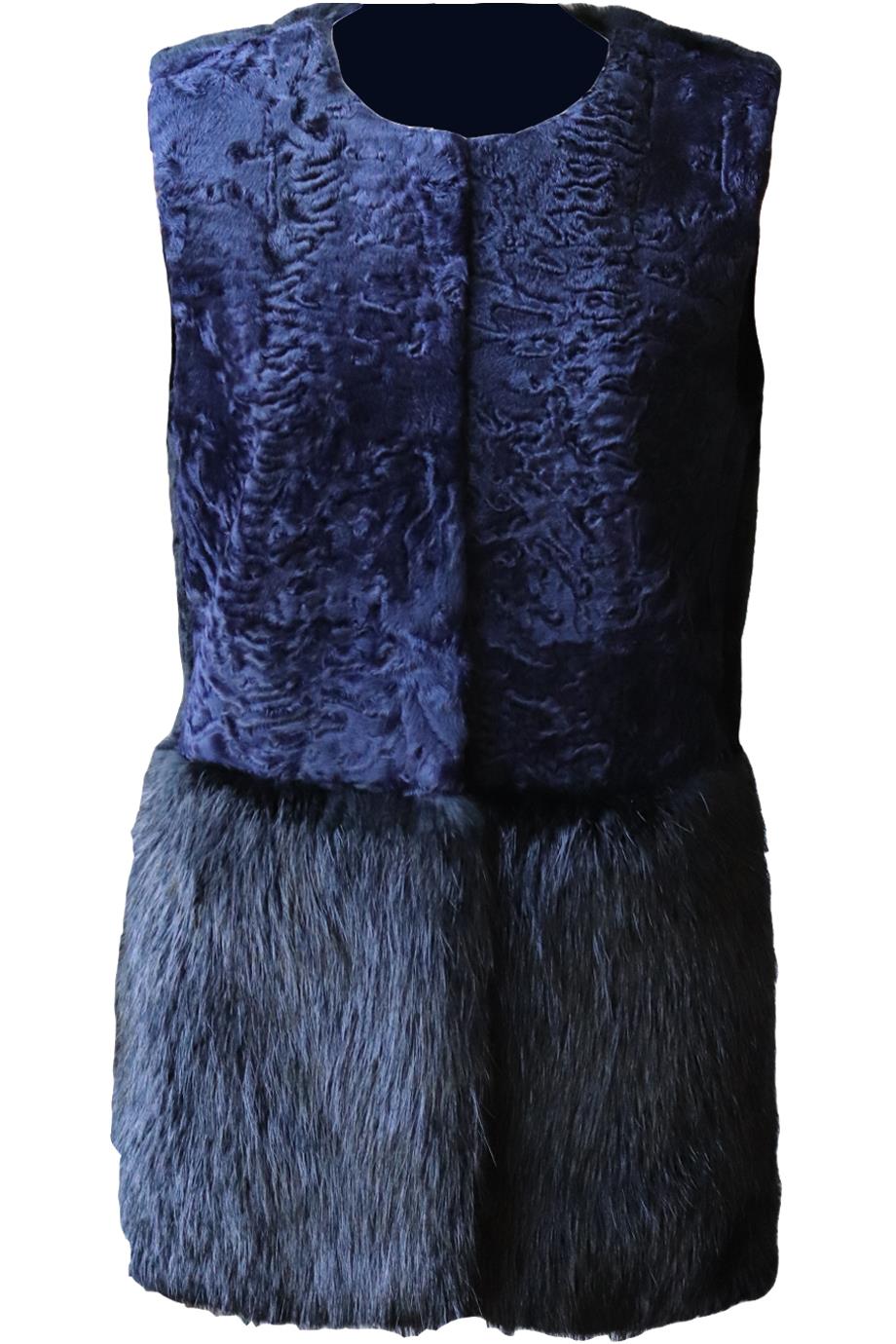 CO SHEARLING, RABBIT AND BEAVER FUR GILET XSMALL