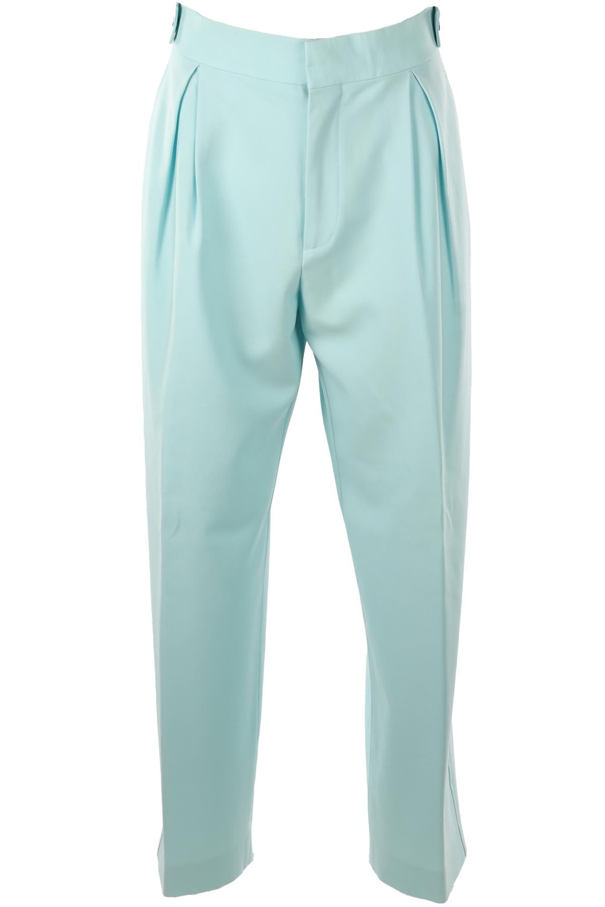 BOTTEGA VENETA BLUE WOOL STRAIGHT LEG PANTS IT 40 UK 8