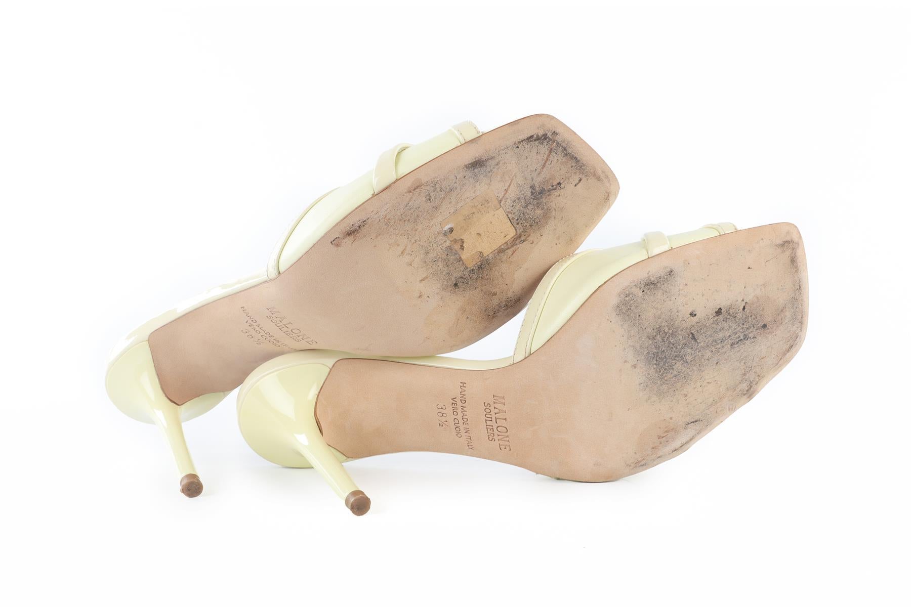 MALONE SOULIERS YELLOW LEATHER MULES EU 38.5 UK 5.5 US 8.5