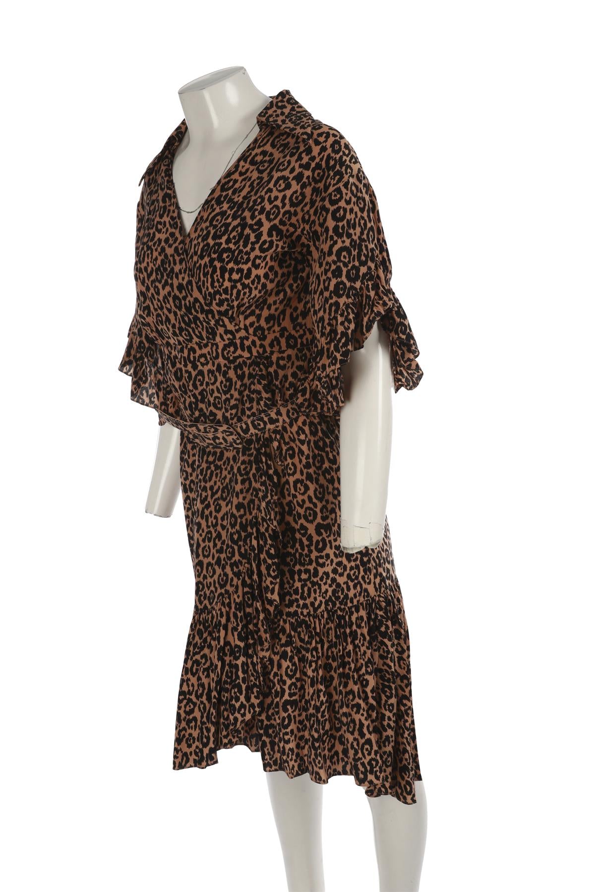 MICHAEL KORS COLLECTION BROWN SILK MIDI DRESS US 6 UK 10