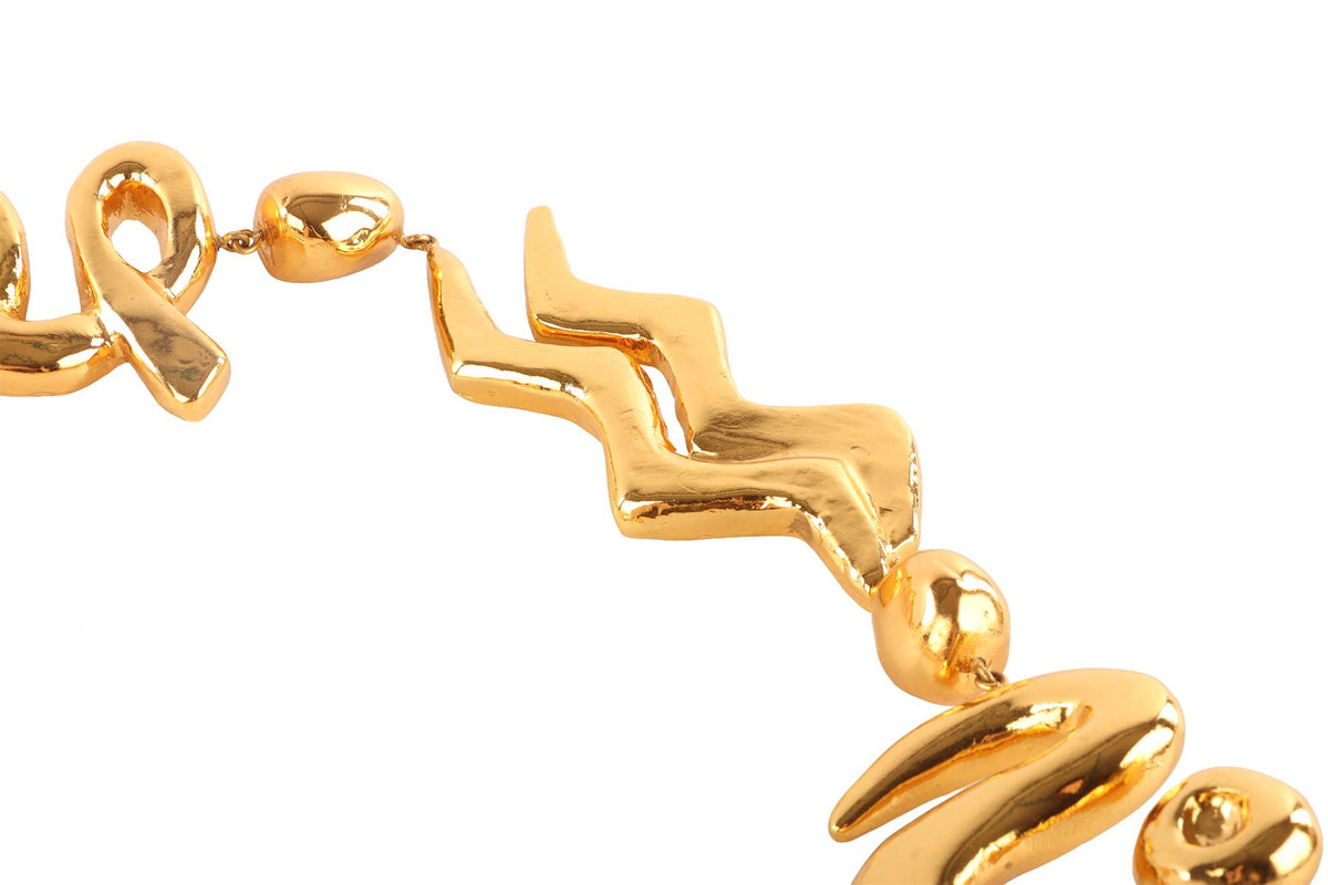 CHRISTIAN LACROIX GOLD ZODIAC GOLD TONE WAIST BELT