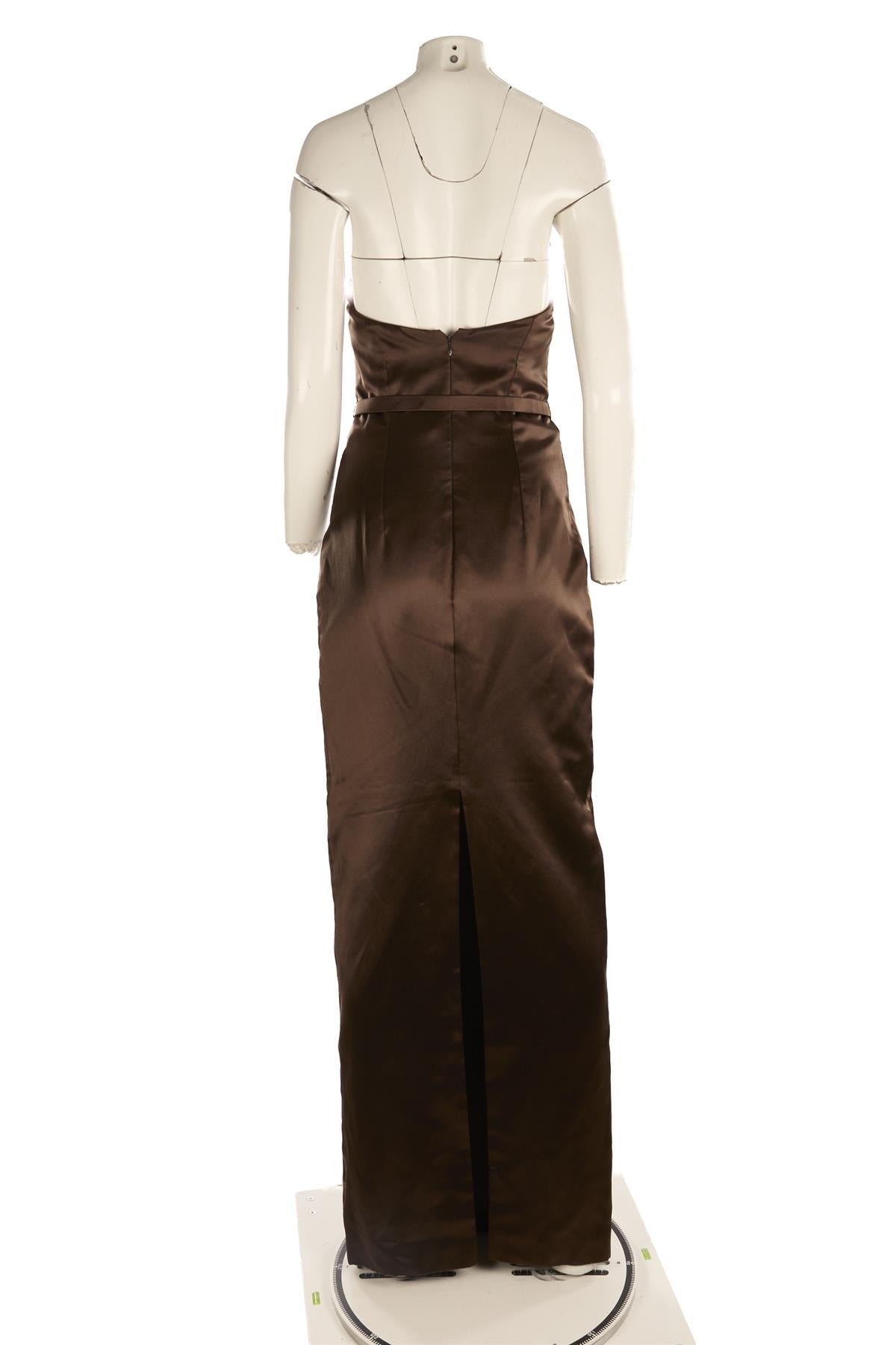 ALEXANDER MCQUEEN BROWN 2005 SILK GOWN IT 42 UK 10