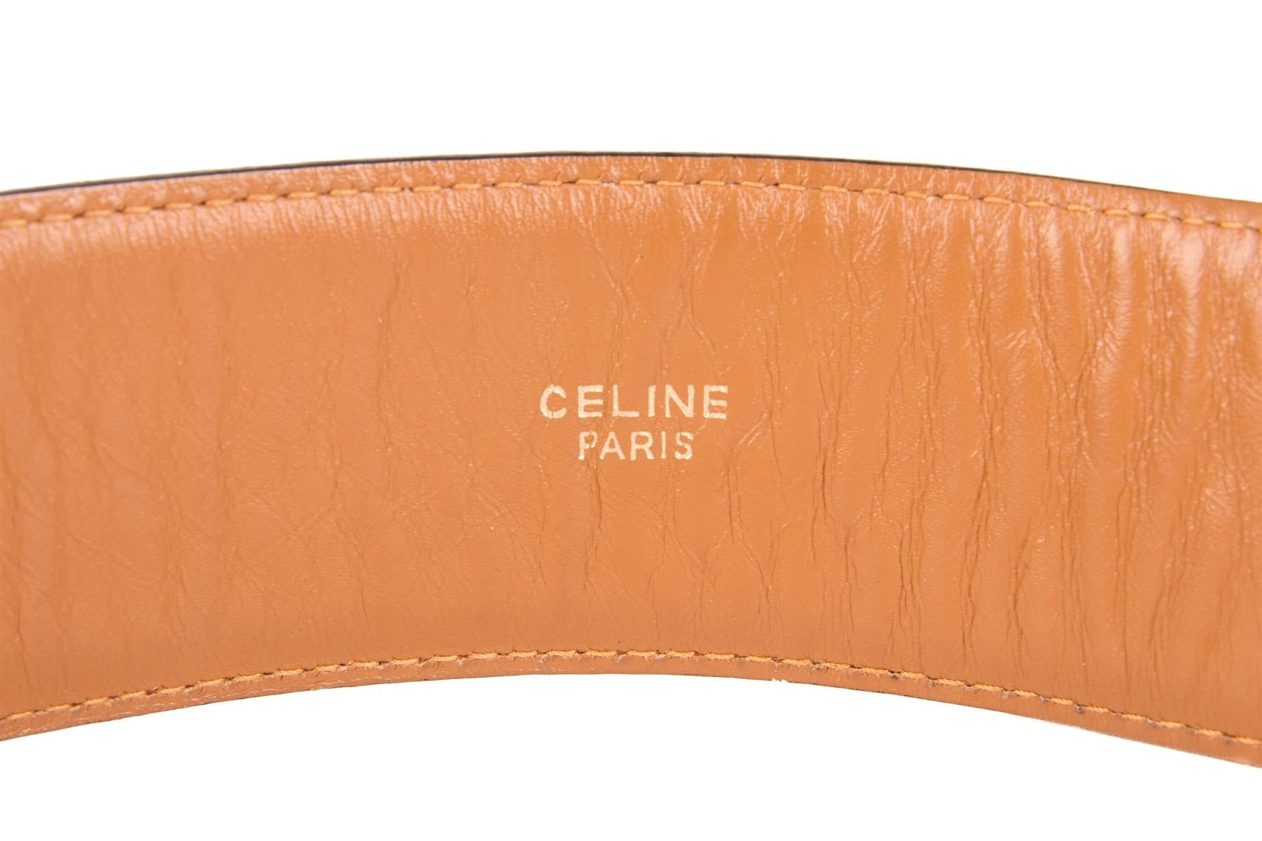 CELINE TAN VINTAGE LEATHER WAIST BELT 65CM