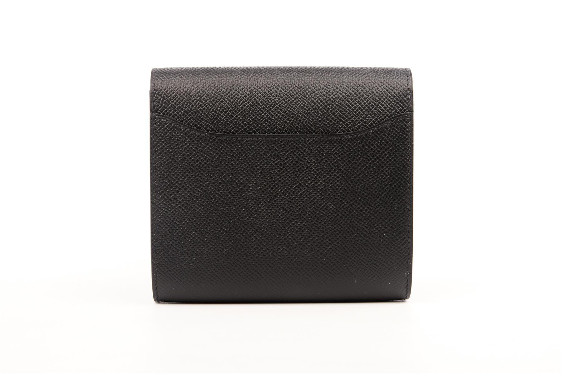 HERMÈS BLACK 2020 CONSTANCE COMPACT EPSOM LEATHER WALLET