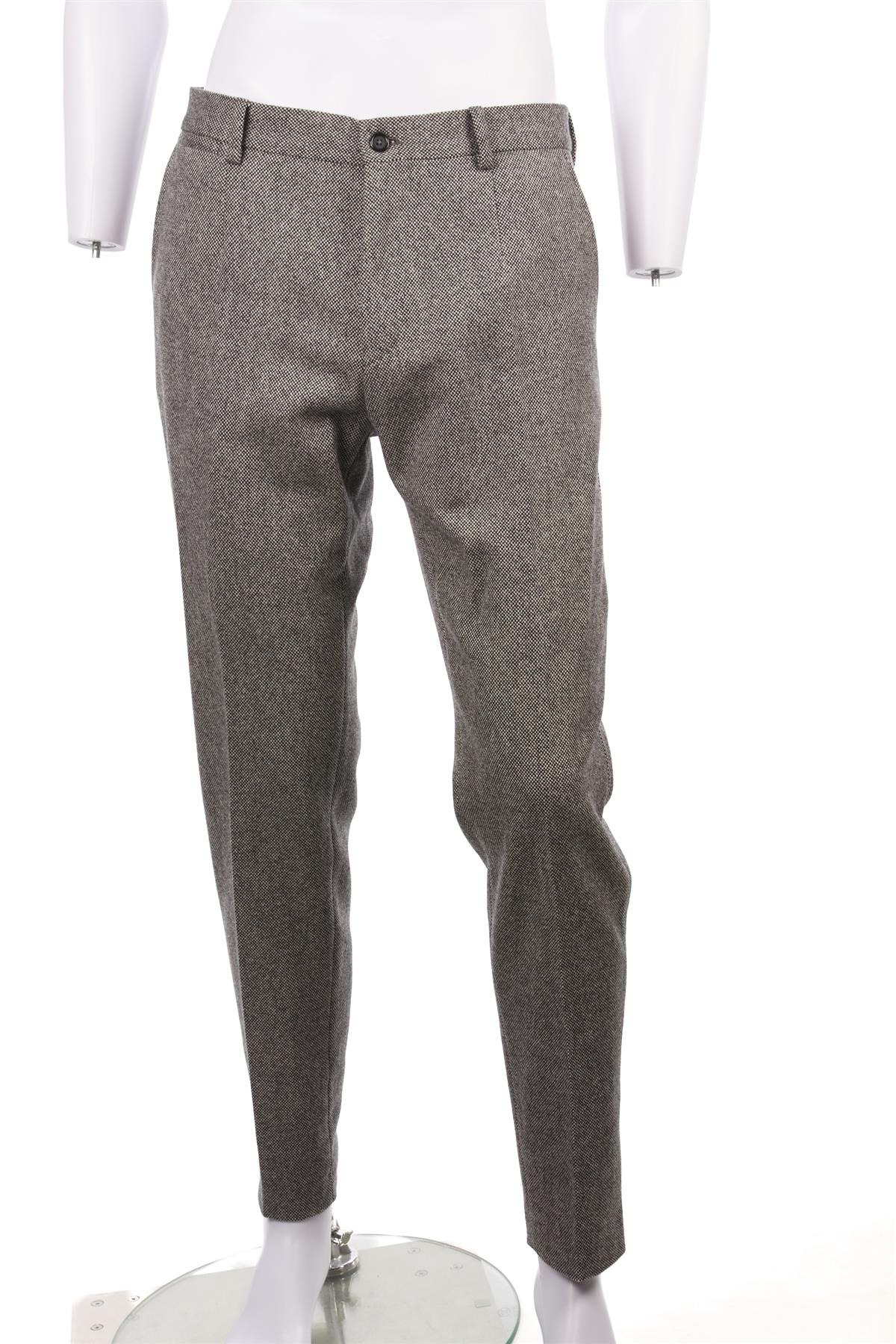 DOLCE & GABBANA GREY MEN'S WOOL STRAIGHT LEG PANTS IT 48 UK 32