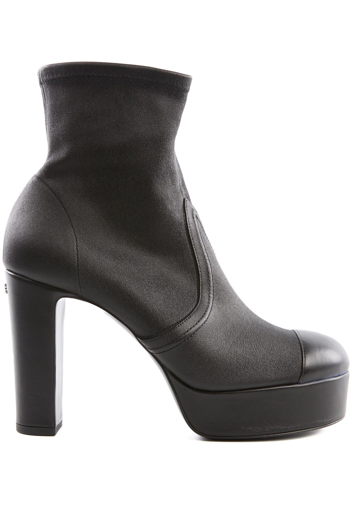 CHANEL BLACK 2024 LEATHER PLATFORM ANKLE BOOTS