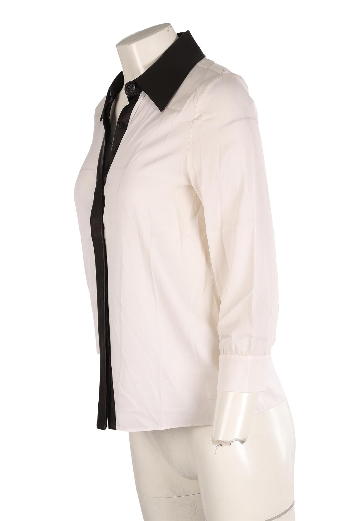 ALICE + OLIVIA CREAM SILK SHIRT SMALL