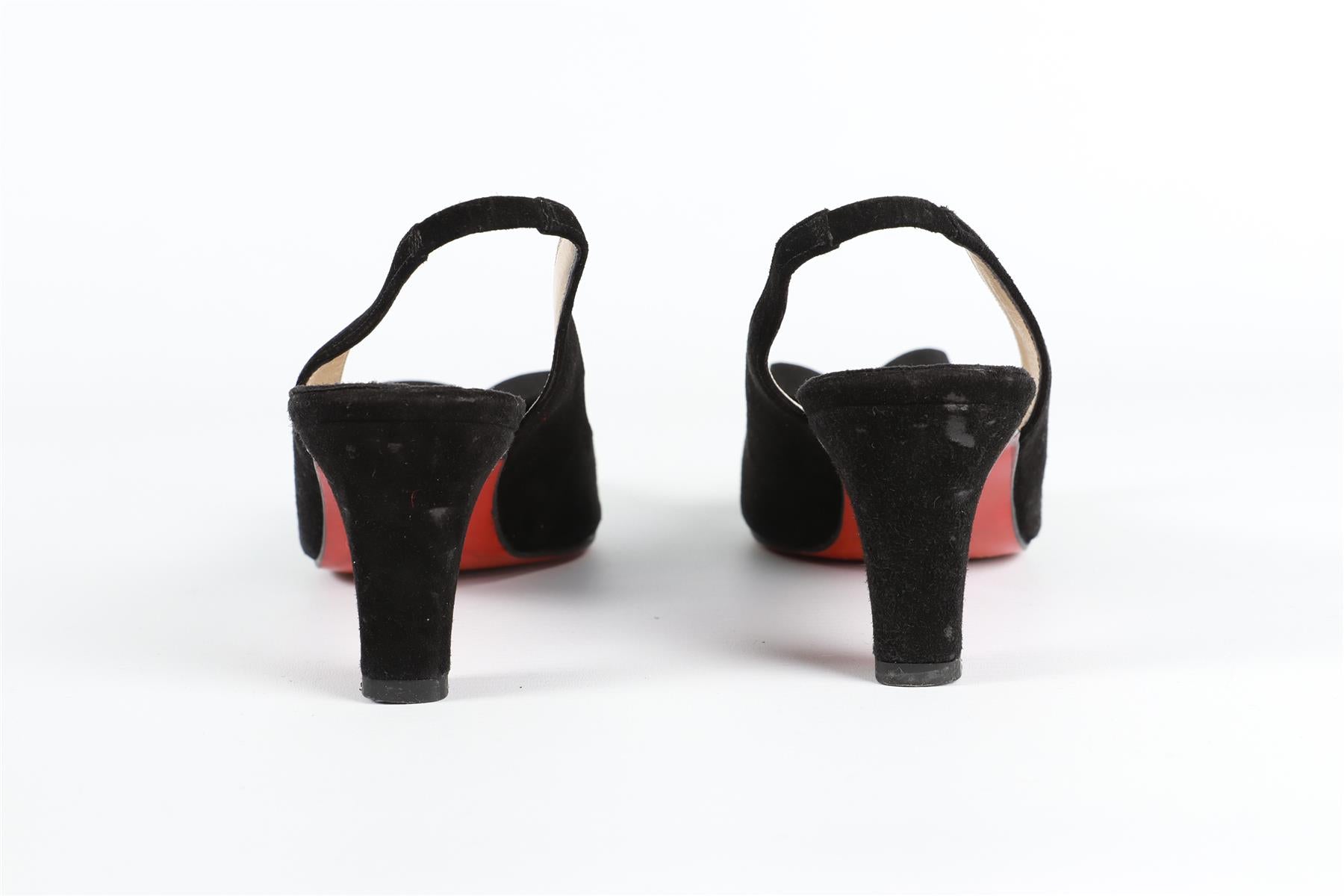 CHRISTIAN LOUBOUTIN BLACK SUEDE SLINGBACK PUMPS