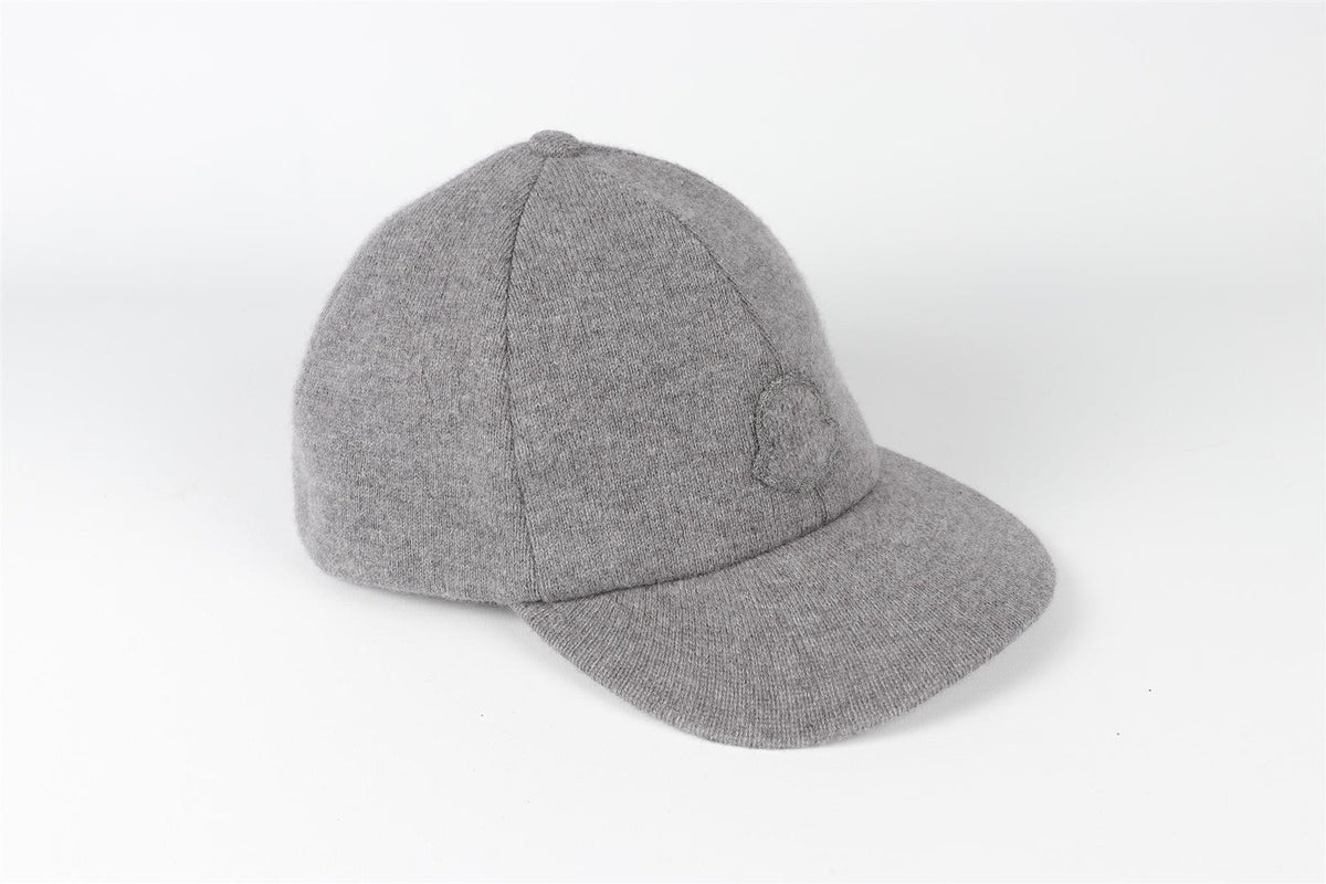 MONCLER GREY CASHMERE BASEBALL CAP ONE SIZE