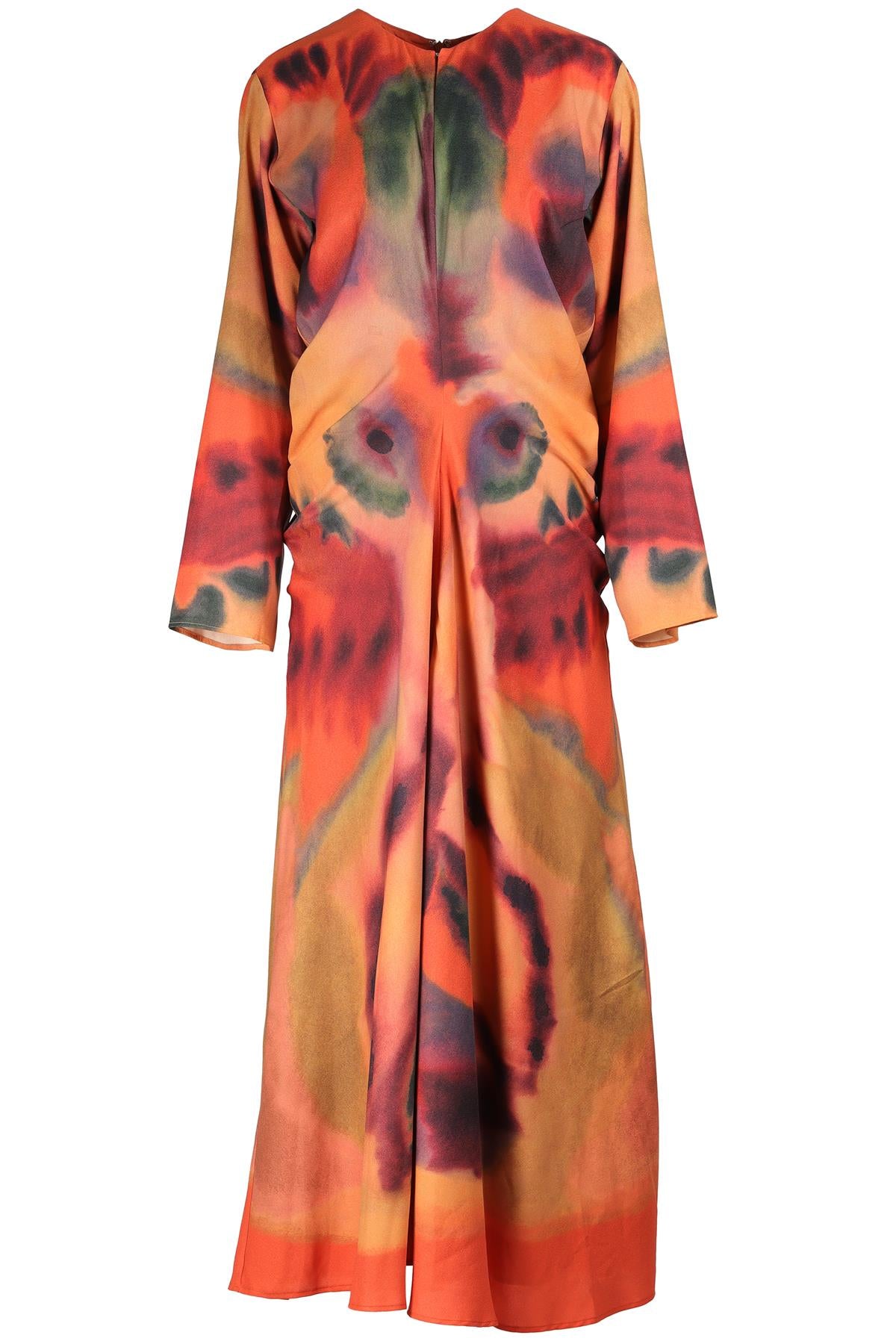 ALTUZARRA ORANGE CHIFFON MIDI DRESS FR 46 UK 18