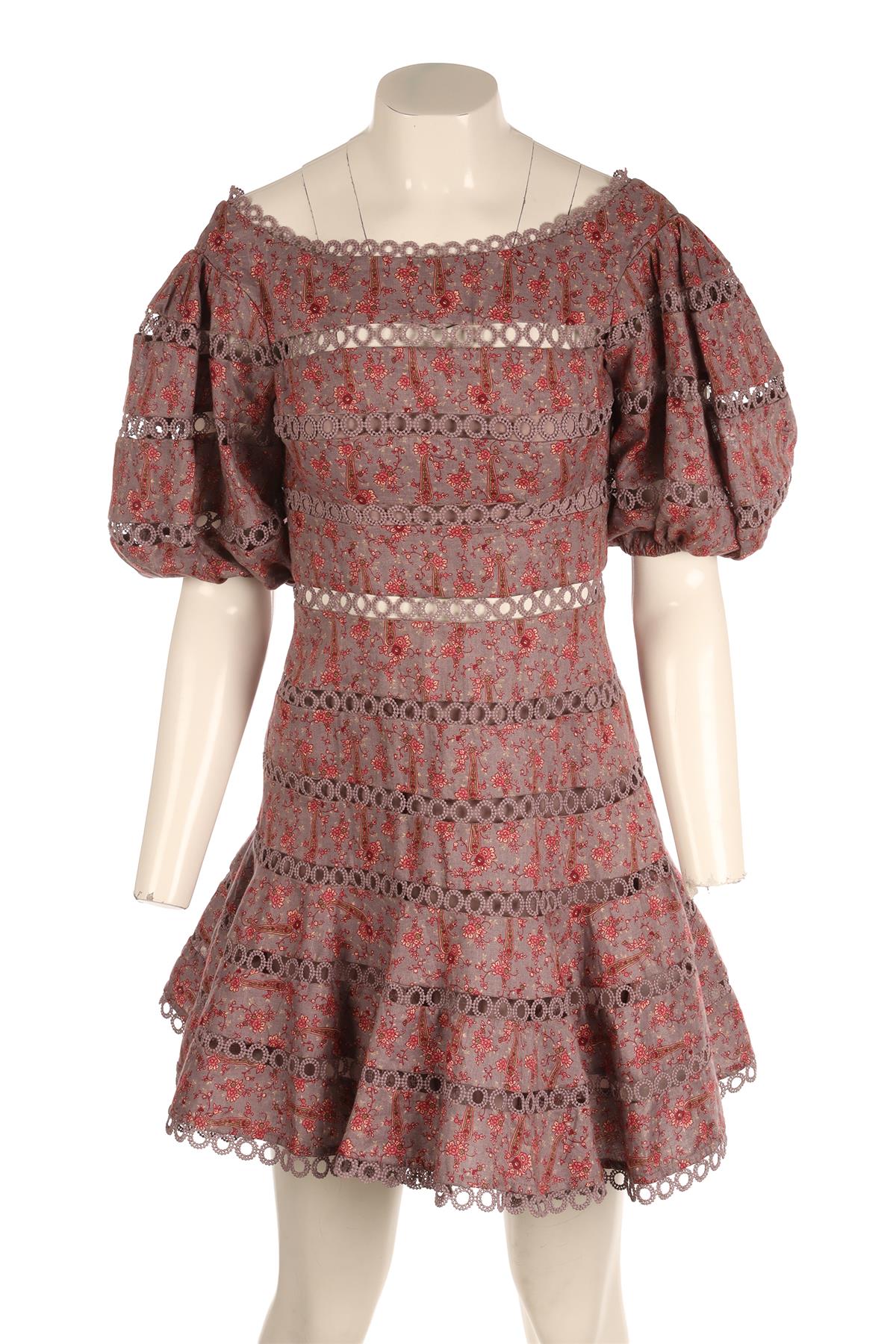 ZIMMERMANN PURPLE LINEN MINI DRESS 1 UK 10