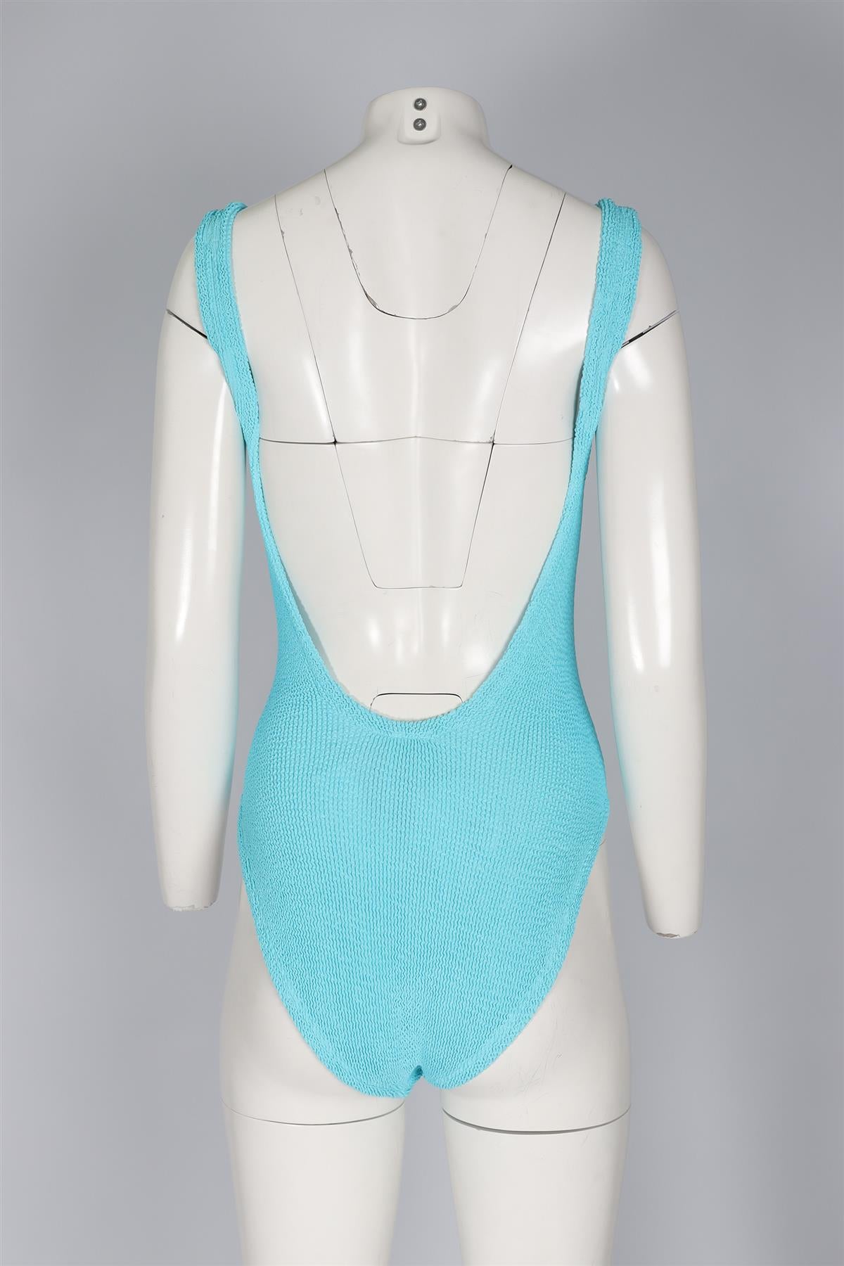 HUNZA G BLUE KNIT SWIMSUIT ONE SIZE