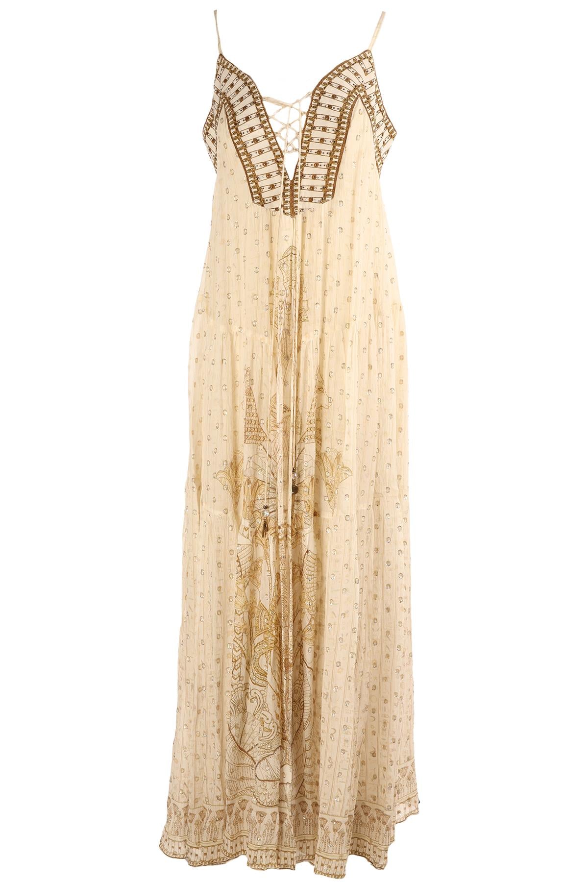 CAMILLA CREAM SILK MAXI DRESS SMALL
