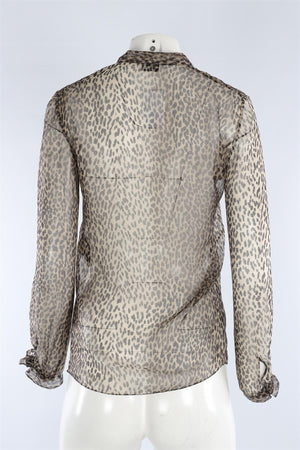 SAINT LAURENT BROWN SILK SHIRT FR 36 UK 6