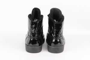 CHANEL 2019 SHEARLING LINED PATENT LEATHER SNEAKERS EU 38 UK 5 US 8