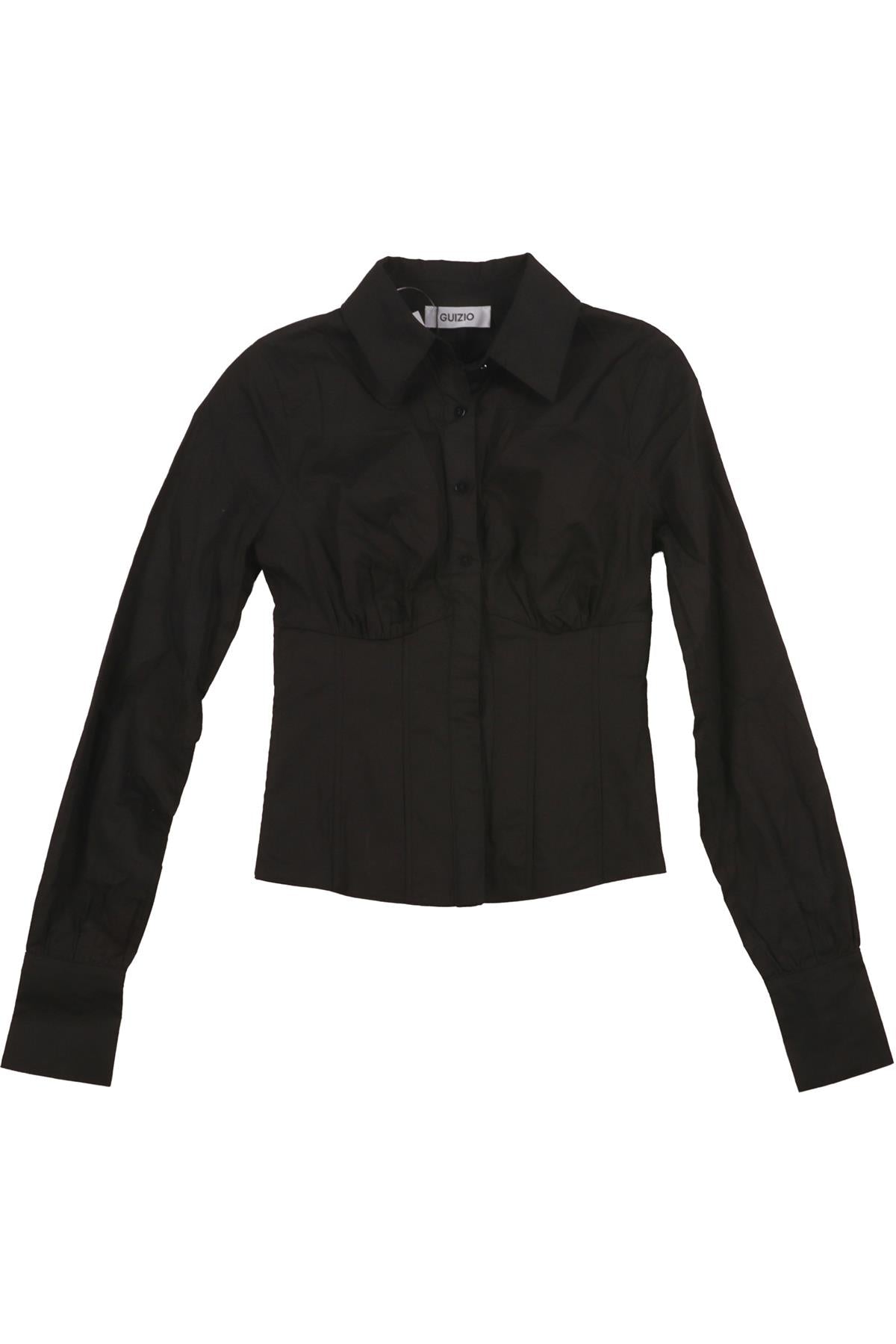 GUIZIO BLACK COTTON SHIRT XSMALL
