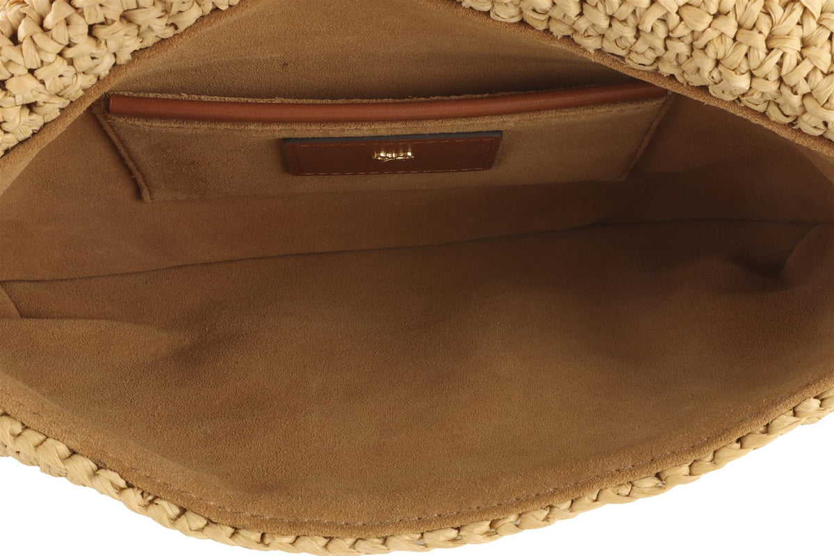 ANYA HINDMARCH BEIGE RAFFIA CLUTCH