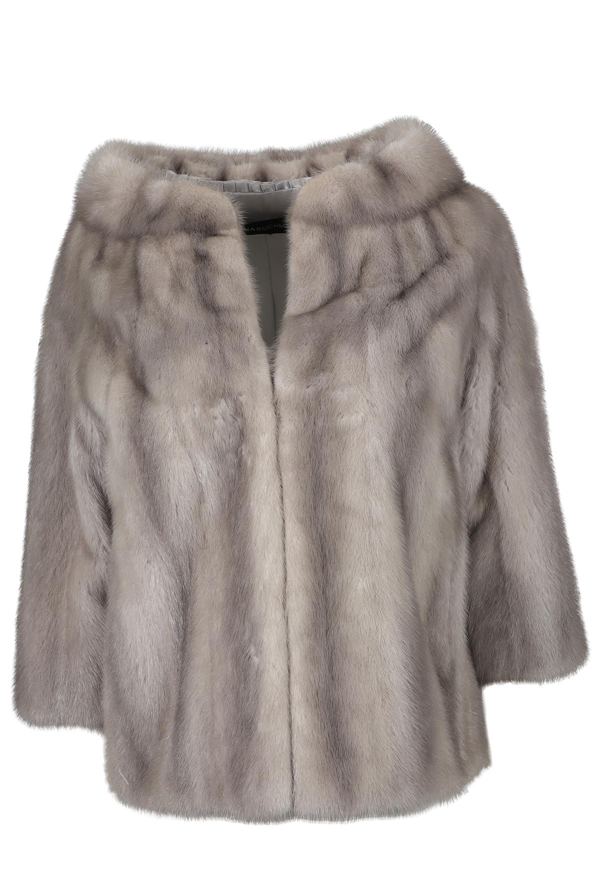 DANA BUCHMAN GREY MINK FUR JACKET SMALL
