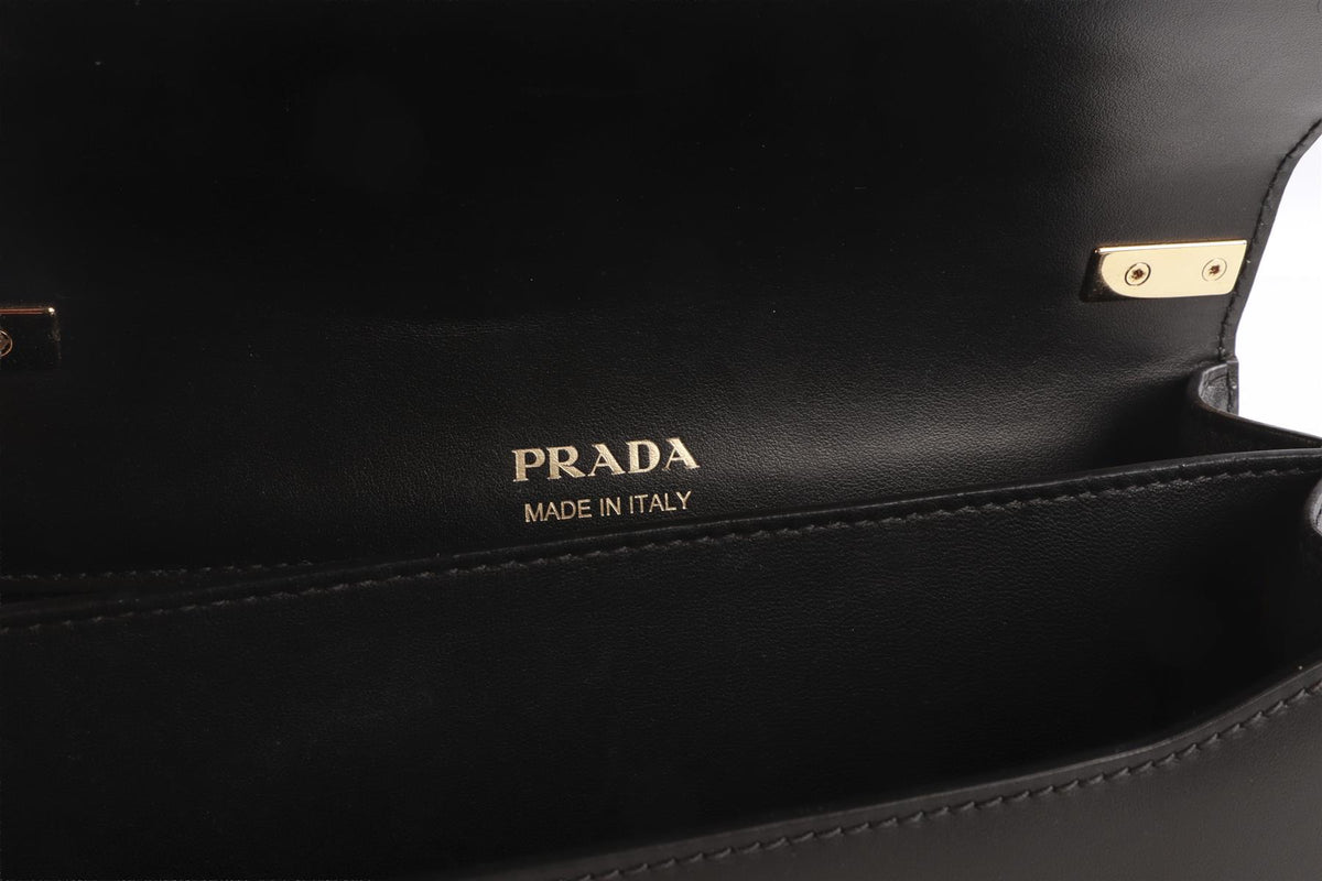 PRADA BLACK SIDONIE LEATHER SHOULDER BAG