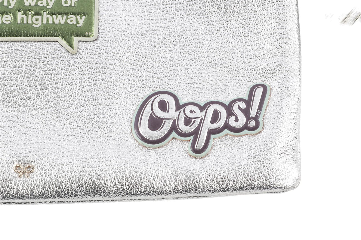 ANYA HINDMARCH SILVER LEATHER CLUTCH