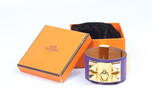 HERMÈS PURPLE 2012 COLLIER DE CHIEN 38 MM EPSOM LEATHER BRACELET