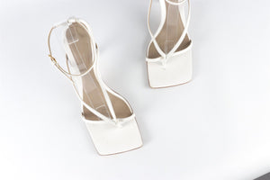 BOTTEGA VENETA WHITE LEATHER SANDALS EU 39.5 UK 6.5 US 9.5