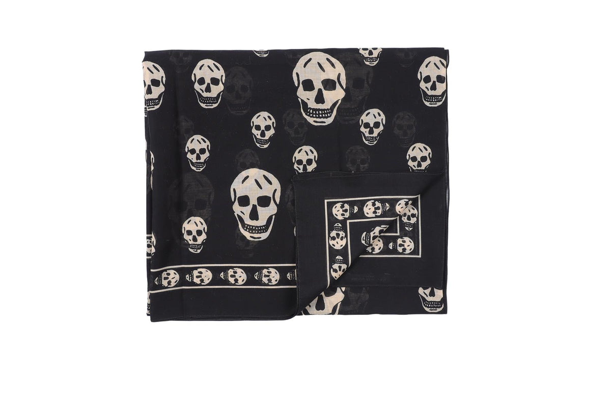 ALEXANDER MCQUEEN BLACK COTTON SCARF