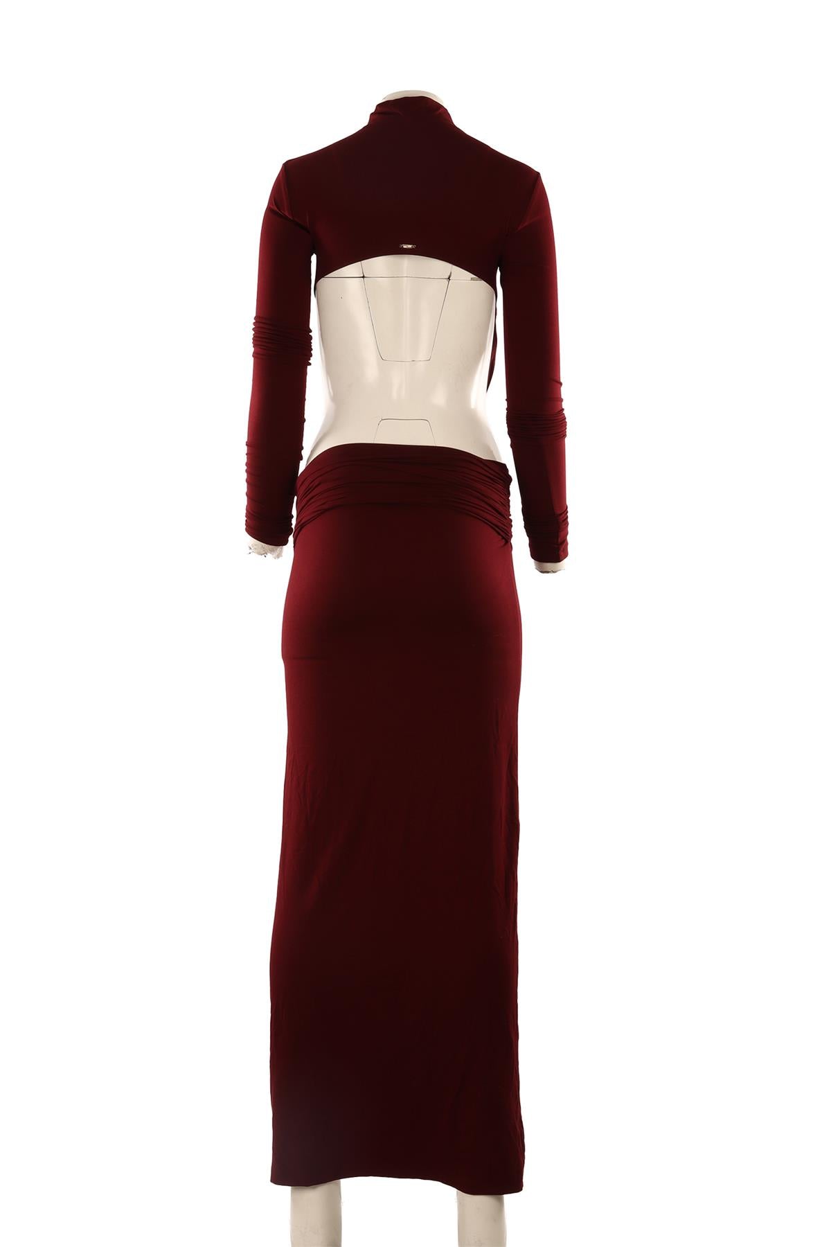 ARAKII BURGUNDY JERSEY MAXI DRESS XSMALL
