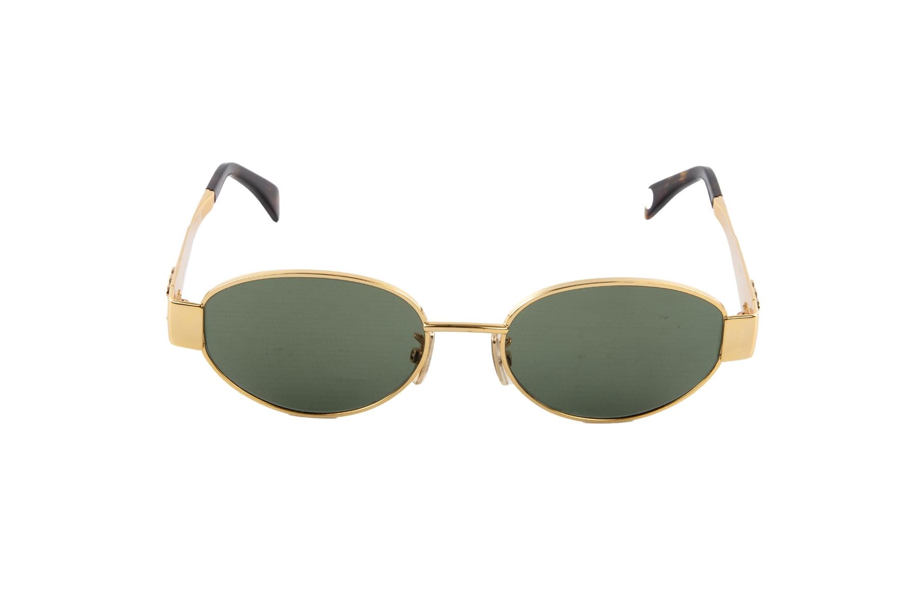 CELINE GOLD TRIOMPHE OVAL FRAME GOLD TONE SUNGLASSES