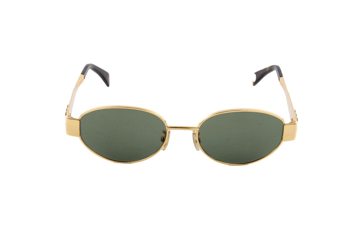 CELINE GOLD TRIOMPHE OVAL FRAME GOLD TONE SUNGLASSES