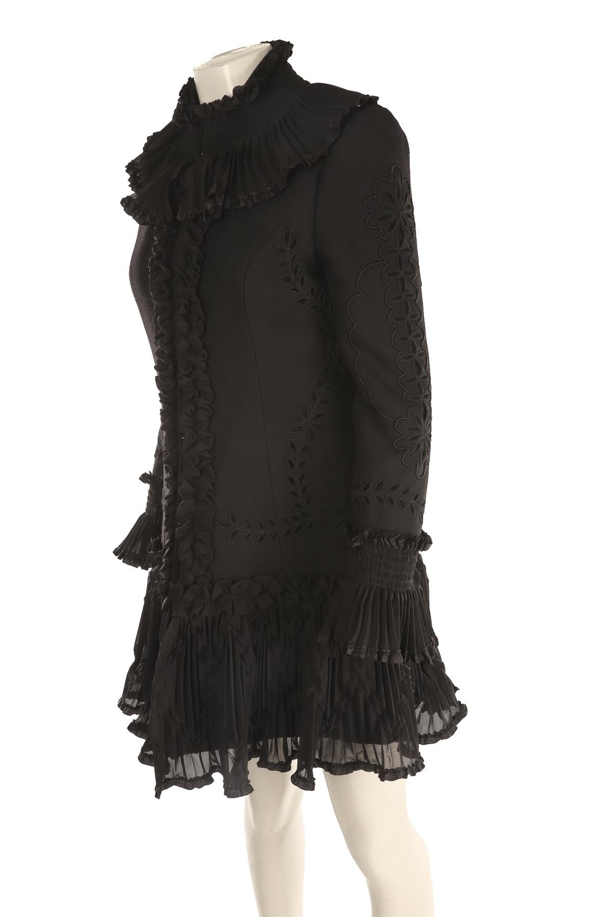 TEMPERLEY LONDON BLACK WOOL COAT UK 10