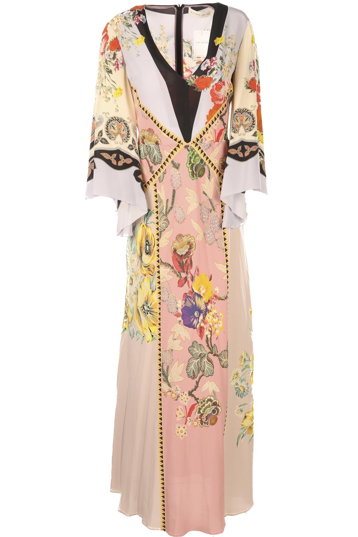ETRO MULTI SILK MAXI DRESS IT 40 UK 8