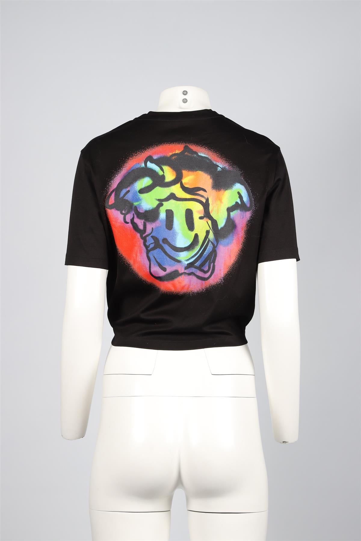 VERSACE BLACK COTTON T-SHIRT IT 42 UK 10