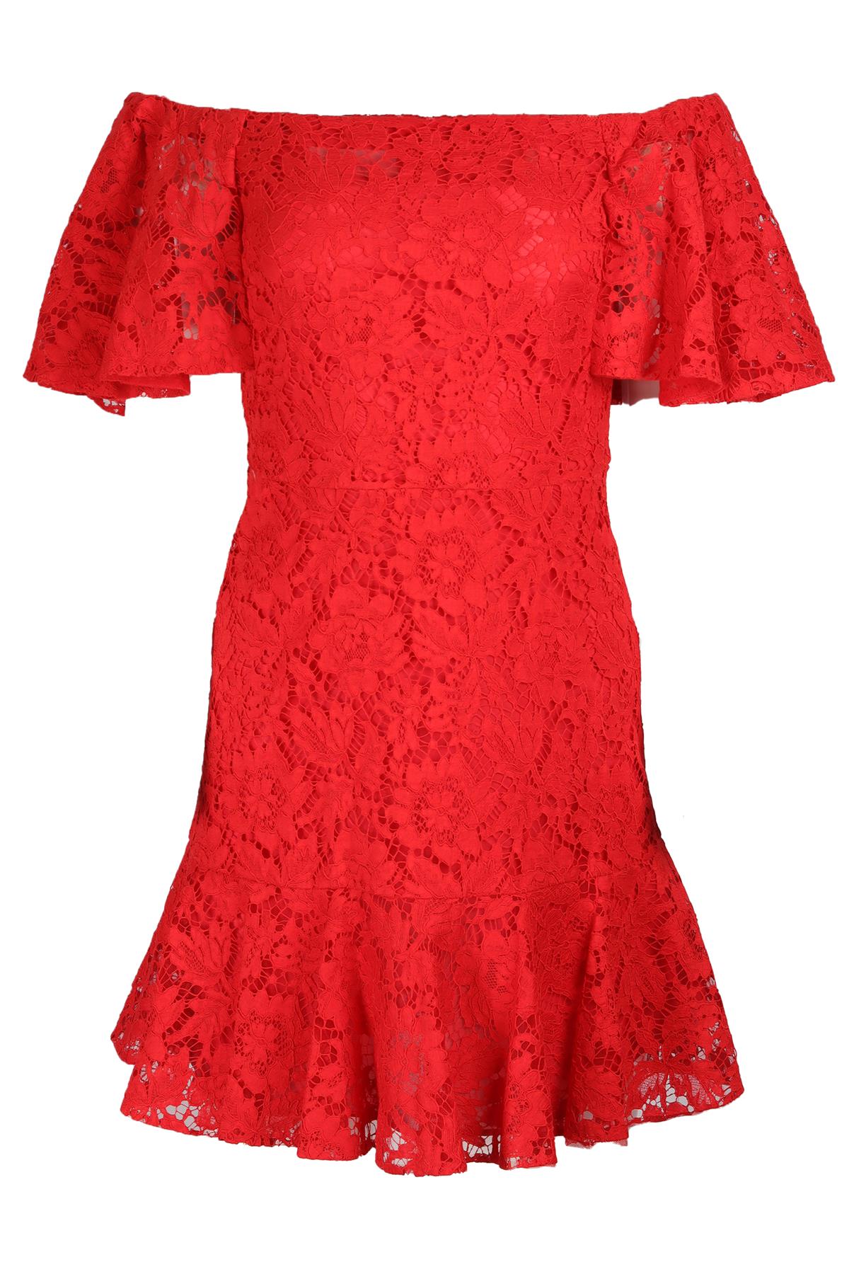 VALENTINO RED LACE MINI DRESS US 2 UK 6