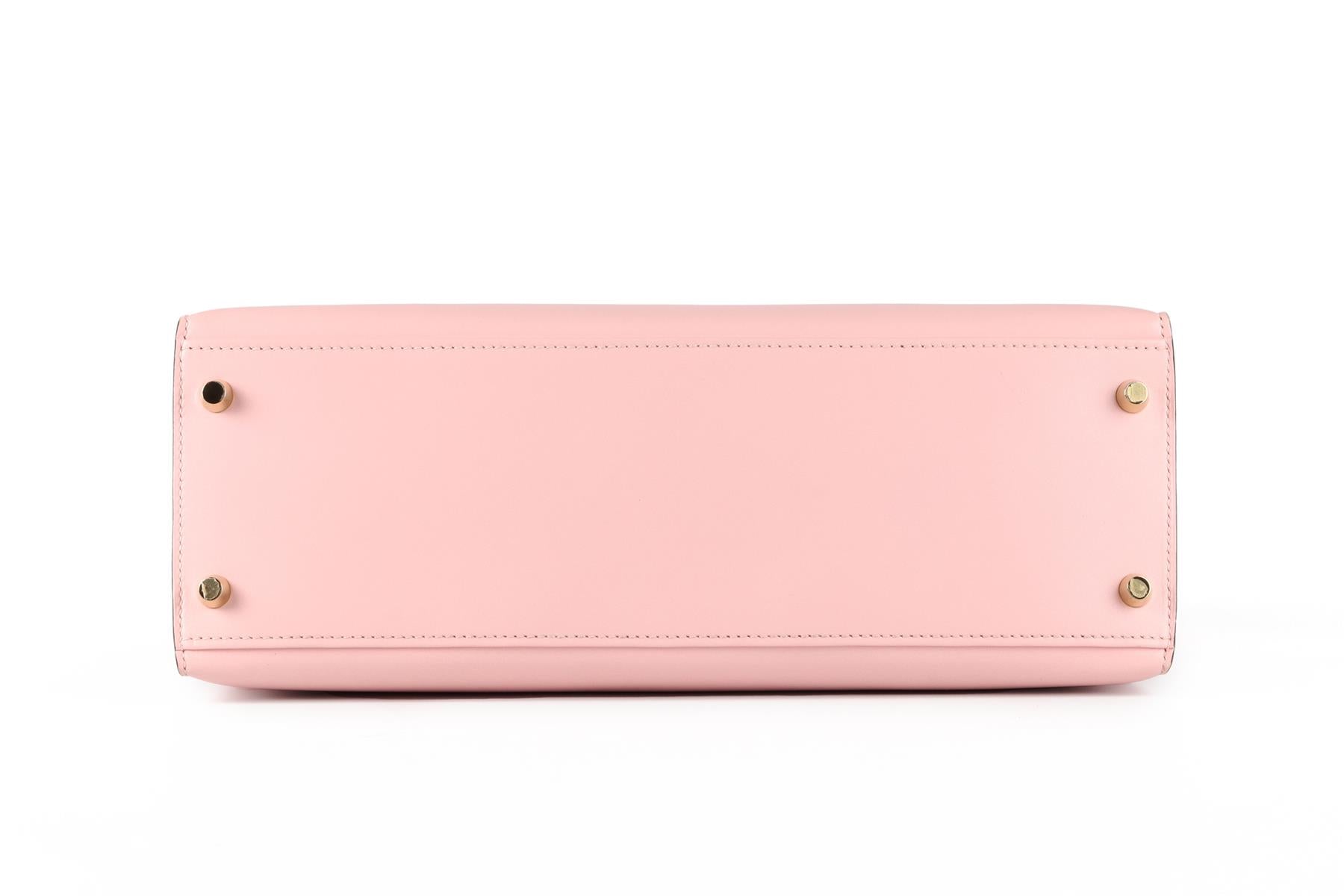 HERMÈS PINK 2017 KELLY SELLIER 32 CM TADELAKT LEATHER BAG IN ROSE SAKURA
