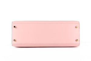 HERMÈS PINK 2017 KELLY SELLIER 32 CM TADELAKT LEATHER BAG IN ROSE SAKURA