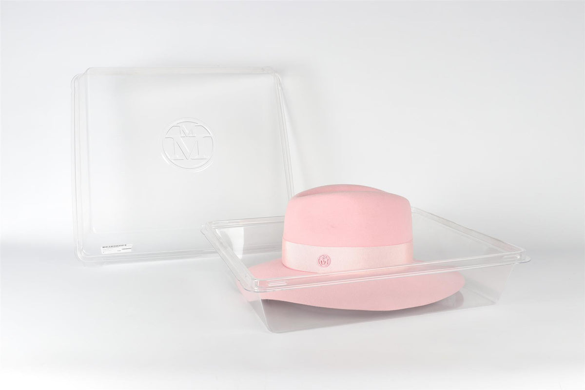 MAISON MICHEL PINK FELT FEDORA HAT LARGE