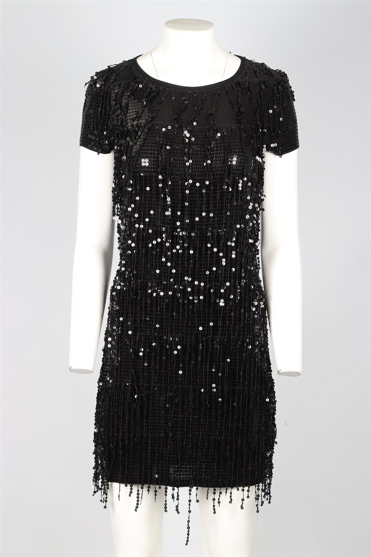 MICHAEL KORS BLACK SEQUIN MINI DRESS XSMALL