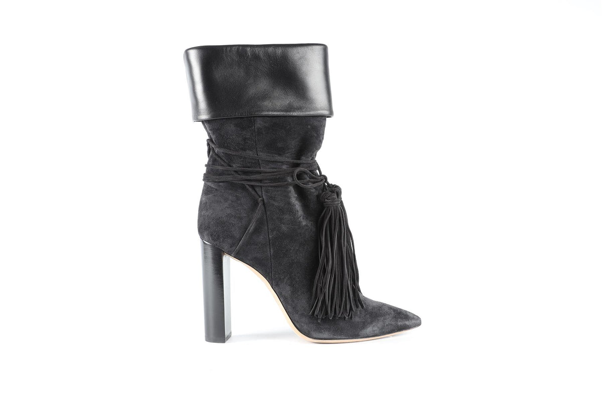 SAINT LAURENT BLACK SUEDE ANKLE BOOTS EU 39.5 UK 6.5 US 9.5
