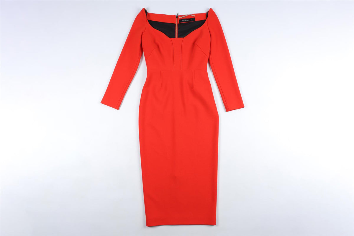 ROLAND MOURET RED CADY MIDI DRESS UK 6