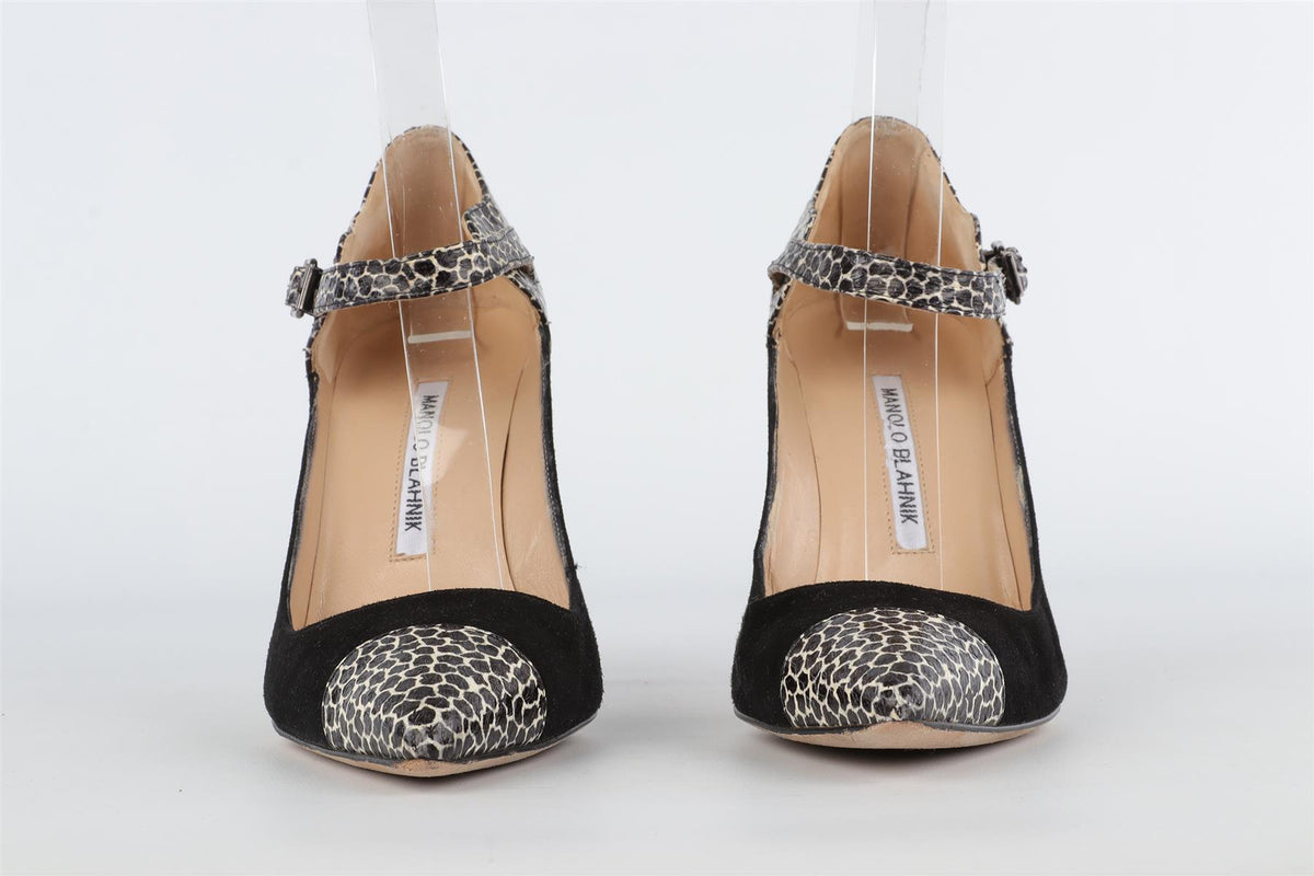 MANOLO BLAHNIK BLACK SUEDE PUMPS EU 37.5 UK 4.5 US 7.5