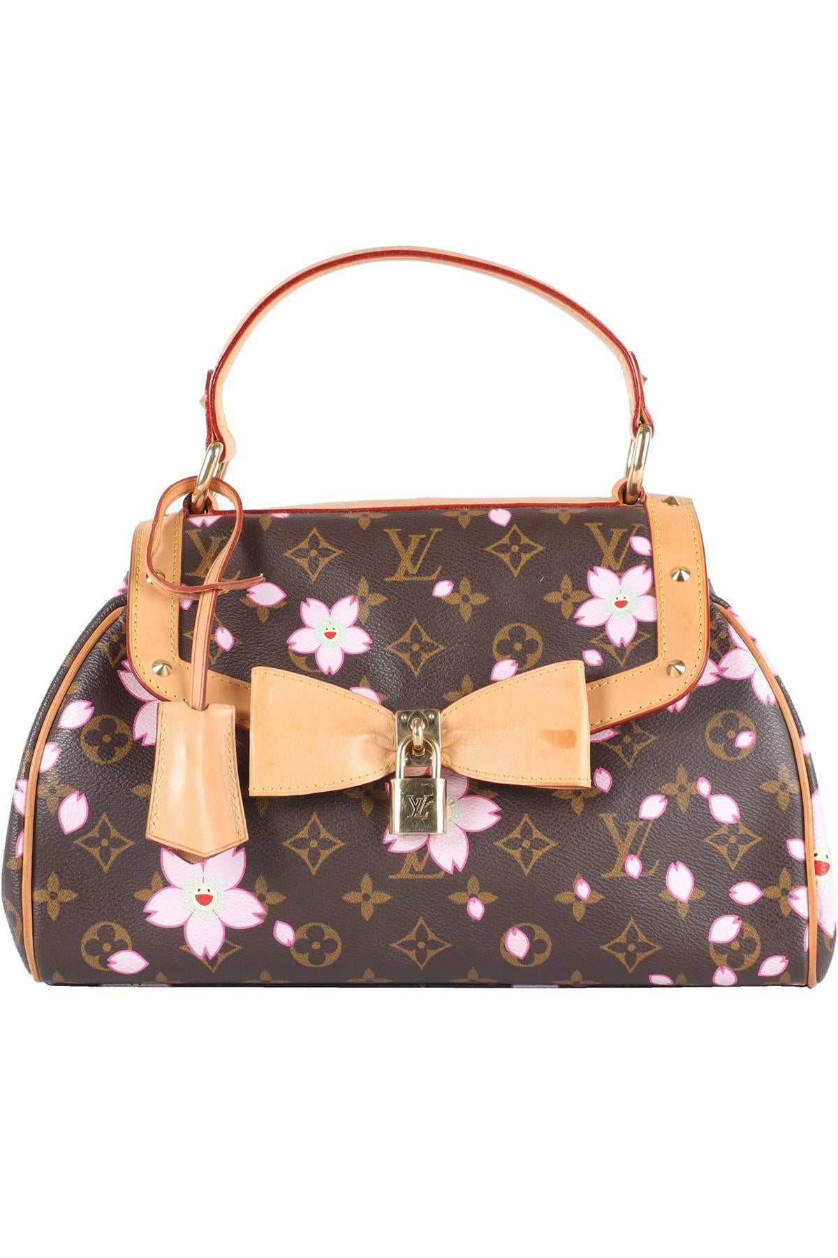 LOUIS VUITTON + TAKASHI MURAKAMI BROWN 2003 SAC RETRO PM CHERRY BLOSSOM MONOGRAM TOTE BAG