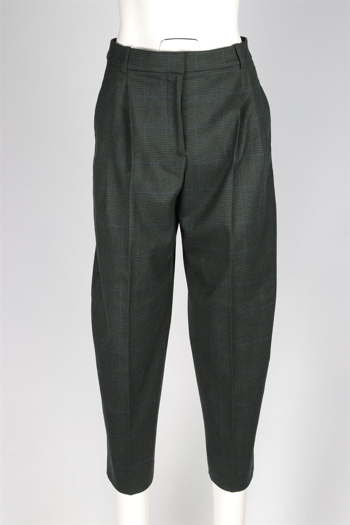 STELLA MCCARTNEY GREEN WOOL TAPERED PANTS IT 44 UK 12