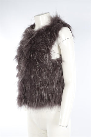 ALICE + OLIVIA GREY RABBIT FUR GILET ONE SIZE