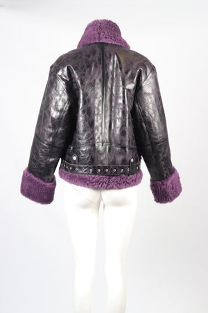 DRIES VAN NOTEN SHEARLING AND LEATHER JACKET SMALL