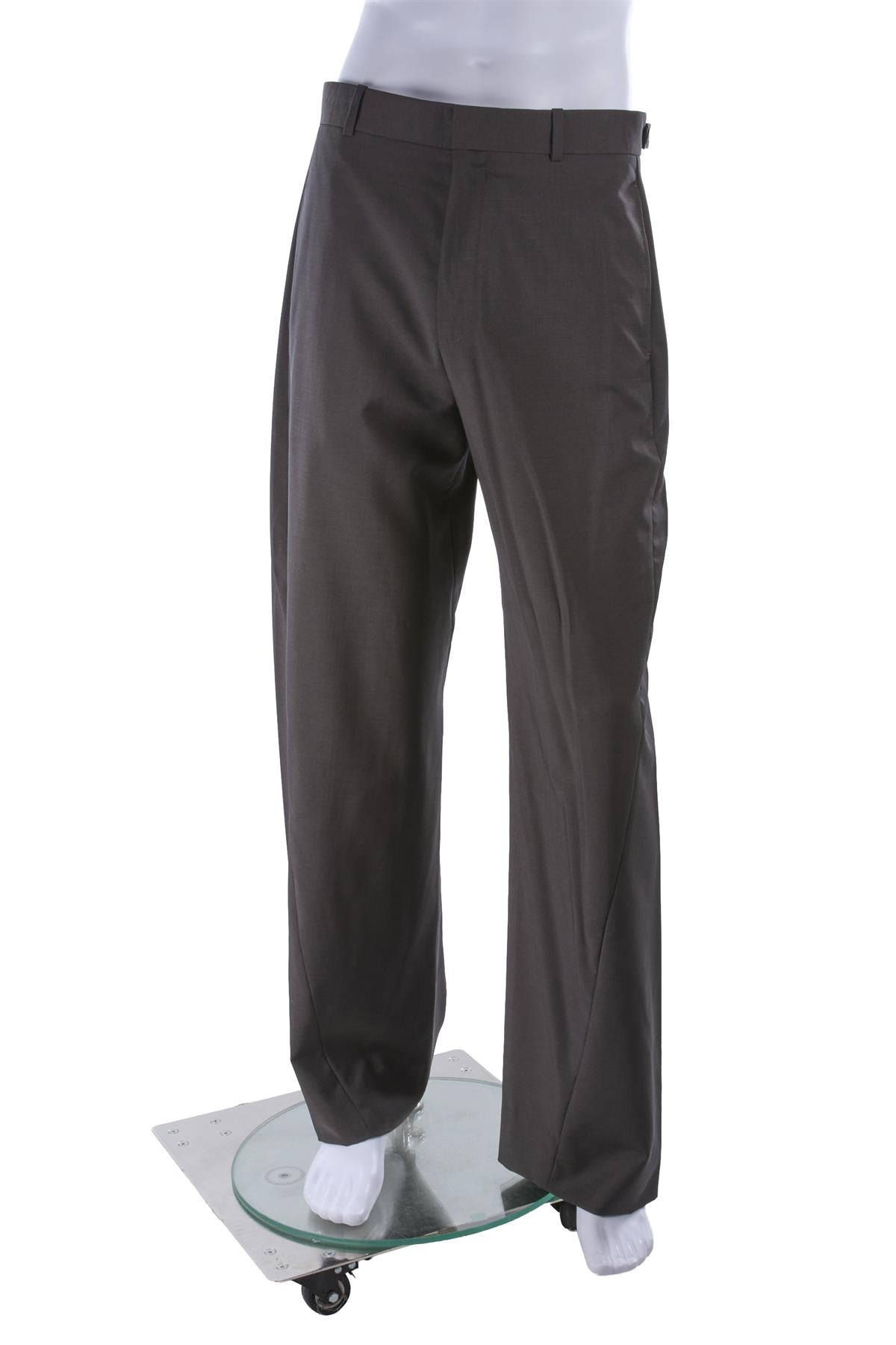 BROWN MEN'S WOOL BARREL LEG PANTS