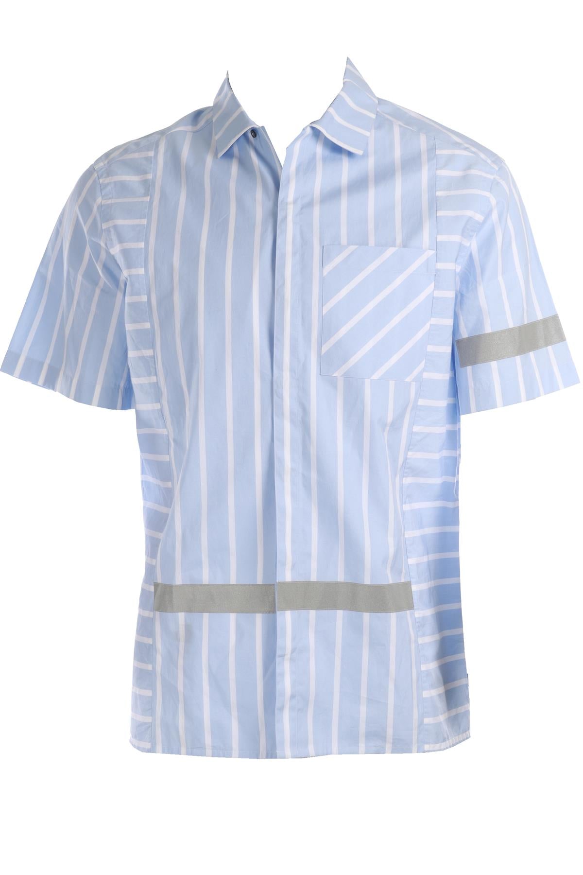 LANVIN BLUE MEN'S COTTON SHIRT MEDIUM