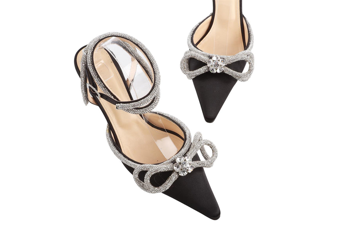 MACH & MACH BLACK CRYSTAL AND SATIN PUMPS EU 39 UK 6 US 9